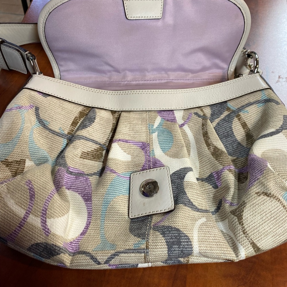 Coach light purple tan and gray purse - Picture 2 of 7
